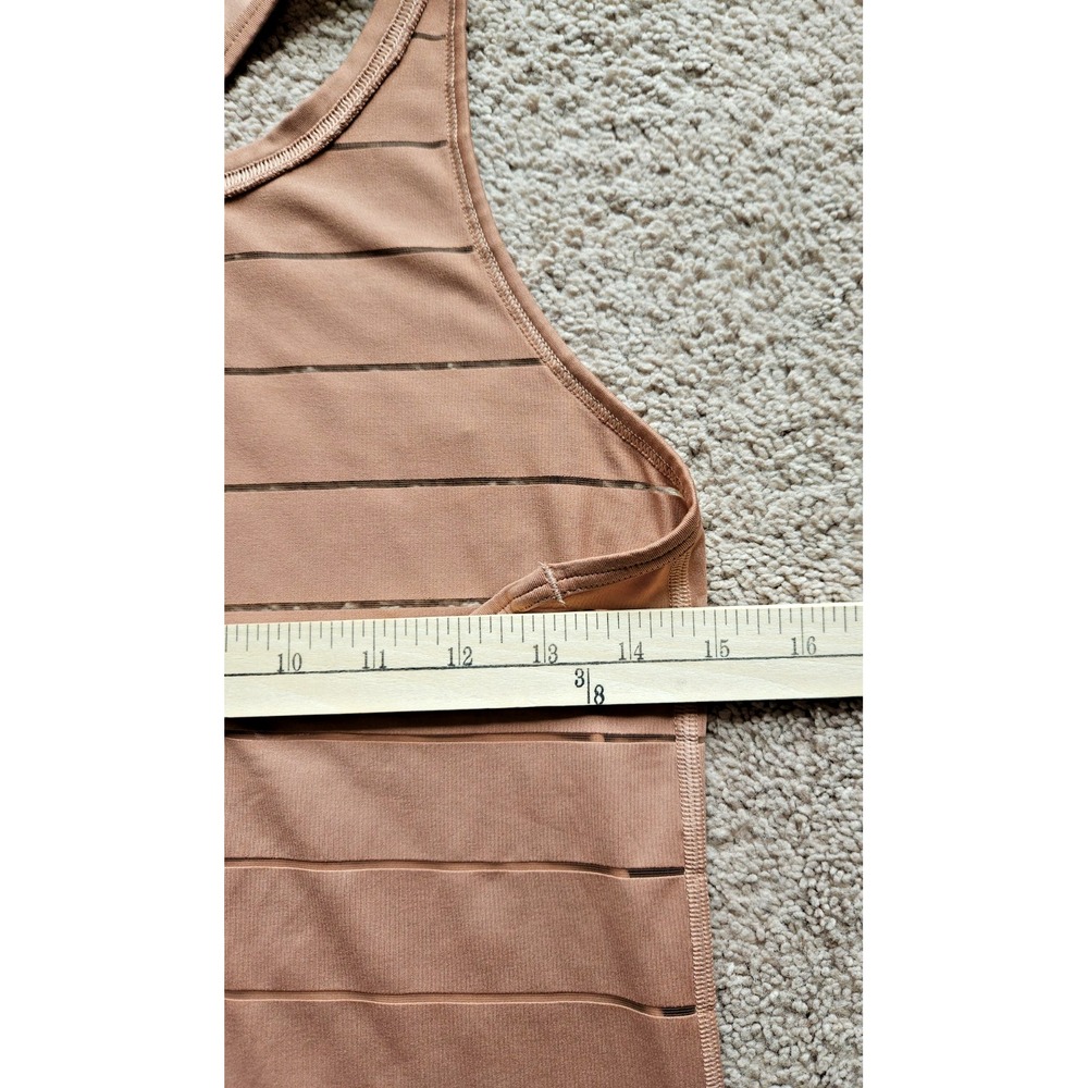 Athleta Womens XS Tank Too with Mesh Stripe Tan‎ Racerback Workout Running Yoga - Picture 7 of 8
